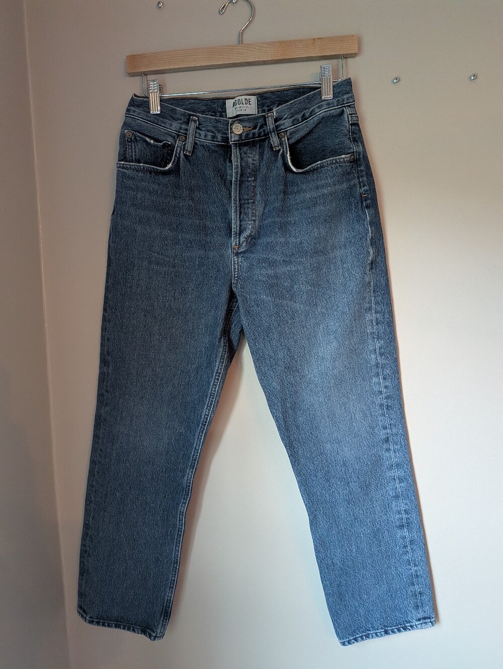 AGOLDE Blue High-Waist Straight Jeans